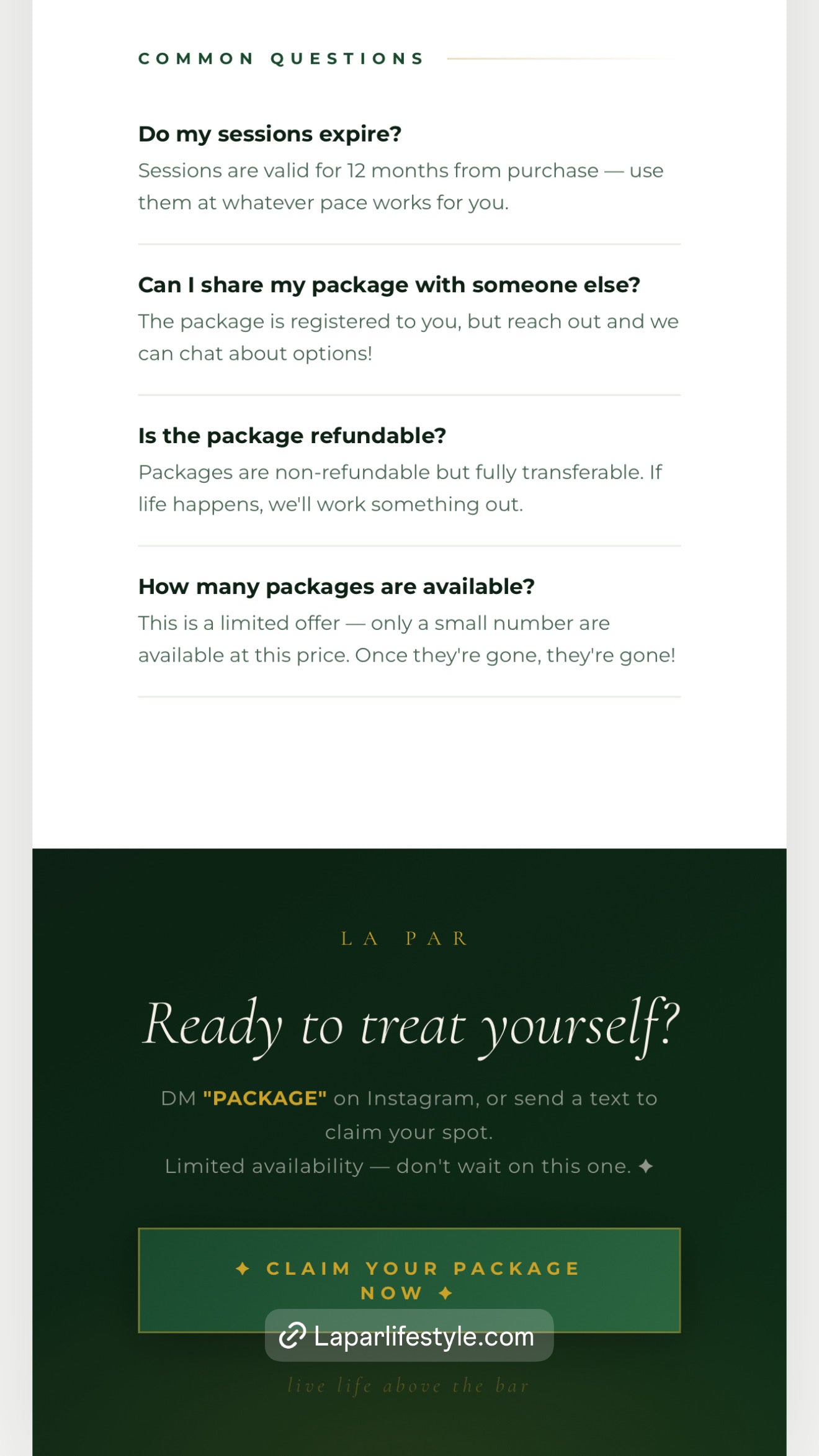 Exclusive La Par VIP package