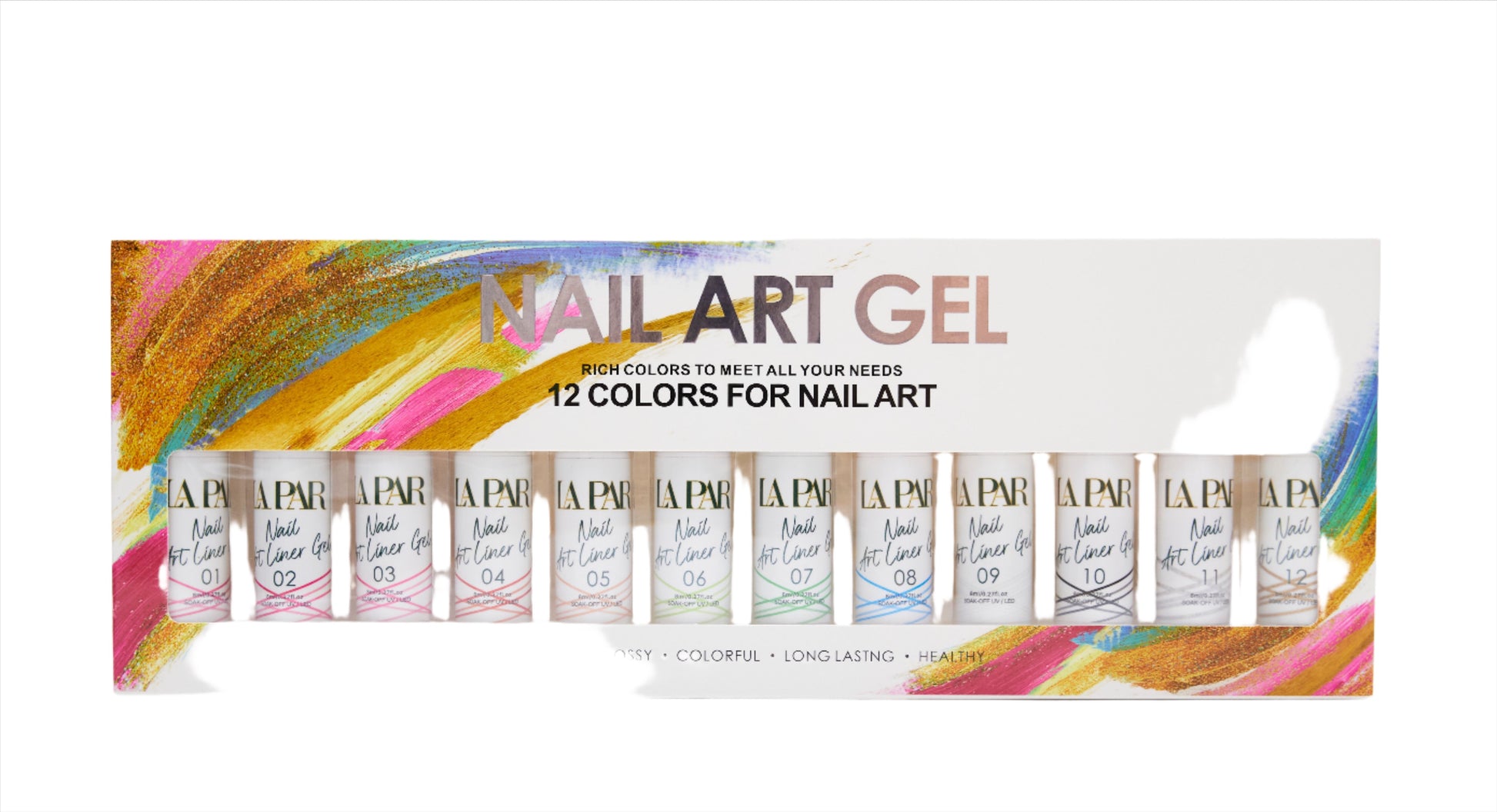 Full 12 piece set of La Par Nail Art Liner Gel Set with packaging