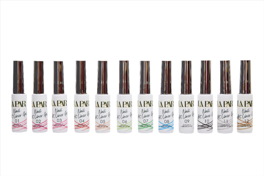 Nail Art Liner Gel Set featuring all 12 nail art liner gels