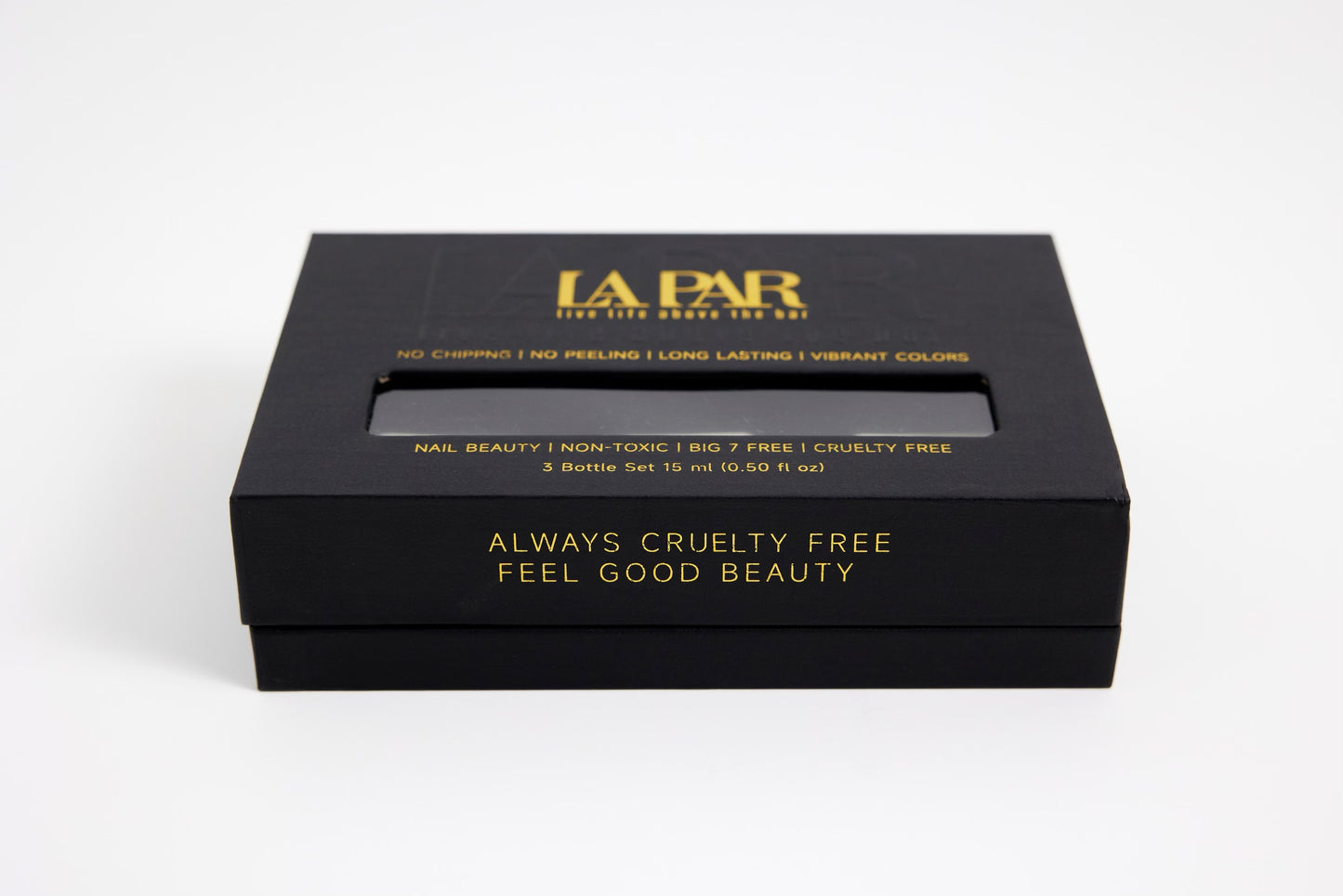 Front side view of packaging for La Par Foundation Trio Kit